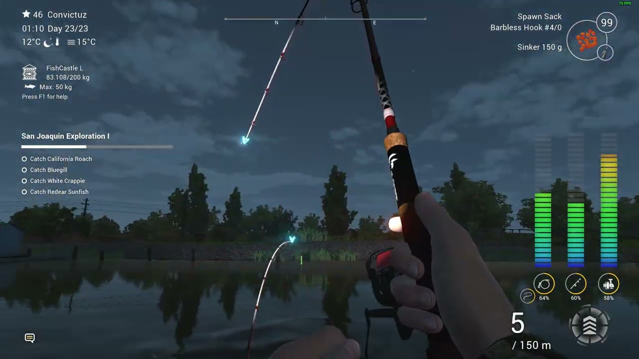 [Lvl 38-50] Fishing Planet - San Joaquin Delta White Sturgeon 200kg in 16 mins ( 130k money per 1h )