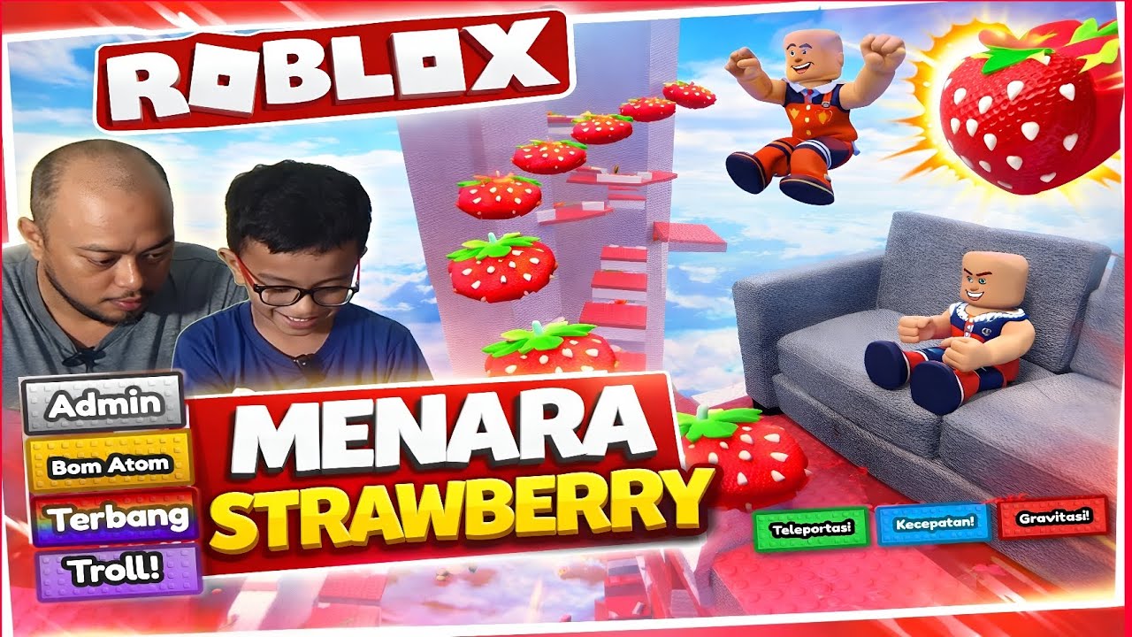 kepuncak menara strawberry di roblox ambil karpet terbang