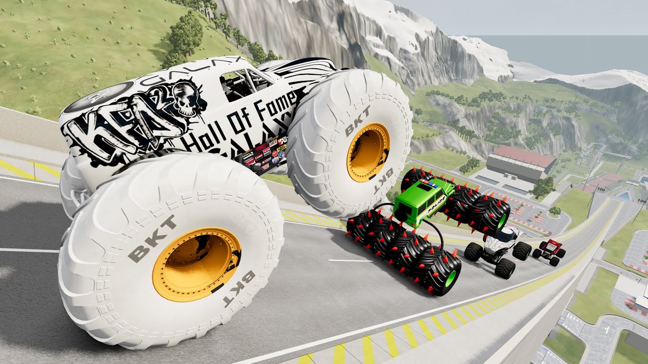Epic Car Monster Truck Jumps & Crashes #6 - BeamNG Star
