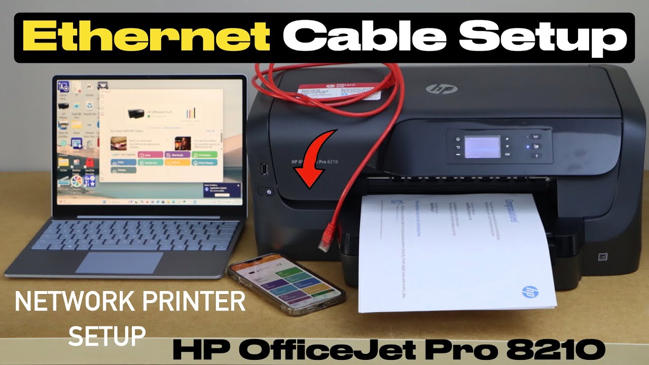 Настройка кабеля Ethernet для HP OfficeJet Pro 8210 &mdash; настройка сетевого принтера &mdash; быстрый обзор...