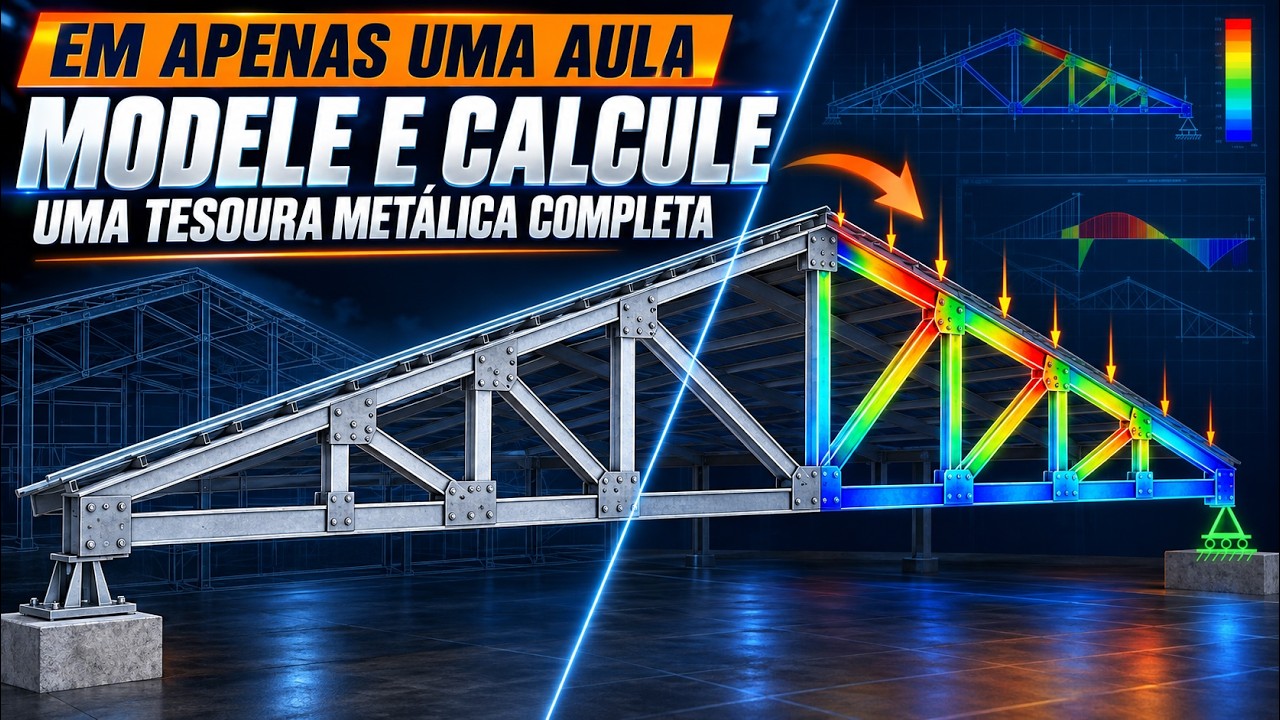 Em APENAS UMA AULA: Calcule e Desenhe uma Tesoura Metálica Completa