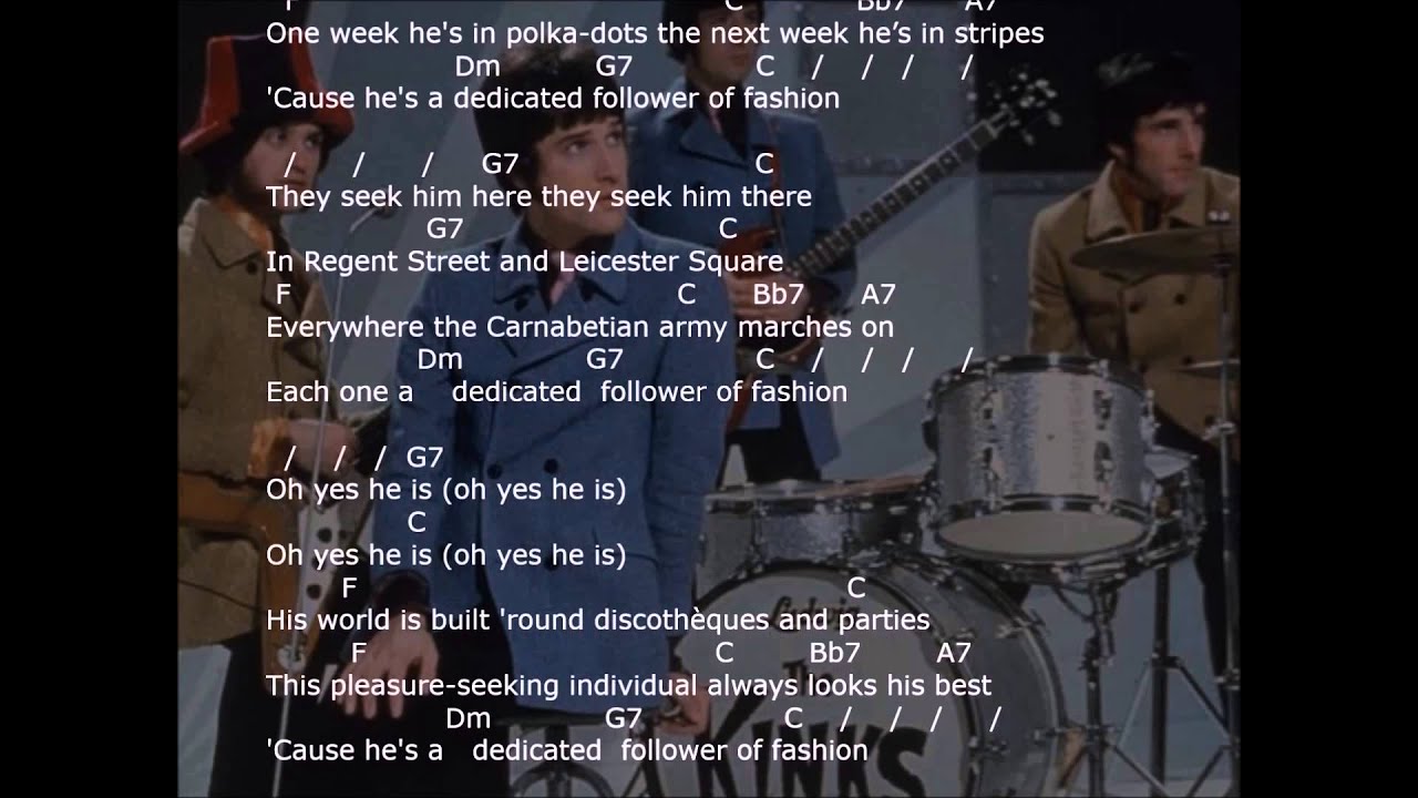 'Dedicated Follower of Fashion'  - with lyrics & chords - strum your ukulele along with The Kinks