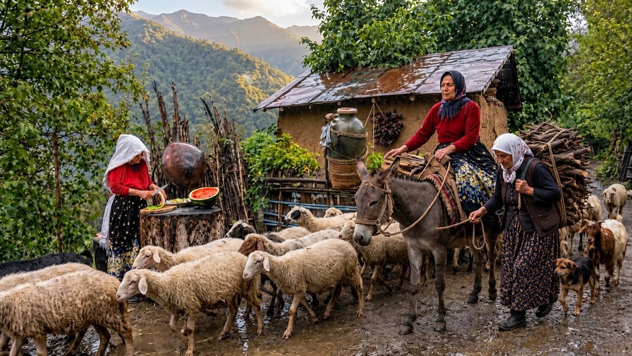A Rainy Day in a Mountain Village | Nomadic Bread, Shepherding & Traditional Cooking