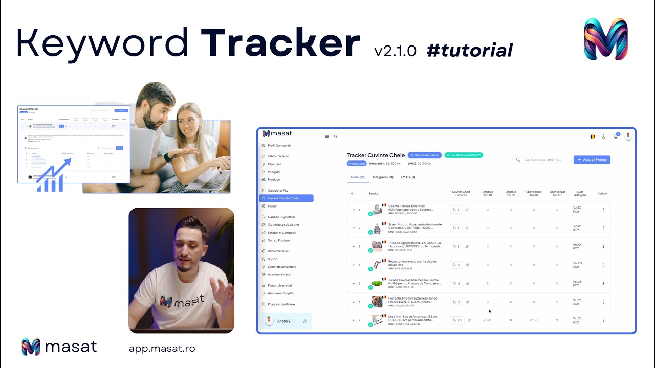 Keyword Tracker pentru eMAG – Vezi poziția produselor tale în căutări | MASAT App - v2.1.0 Tutorial