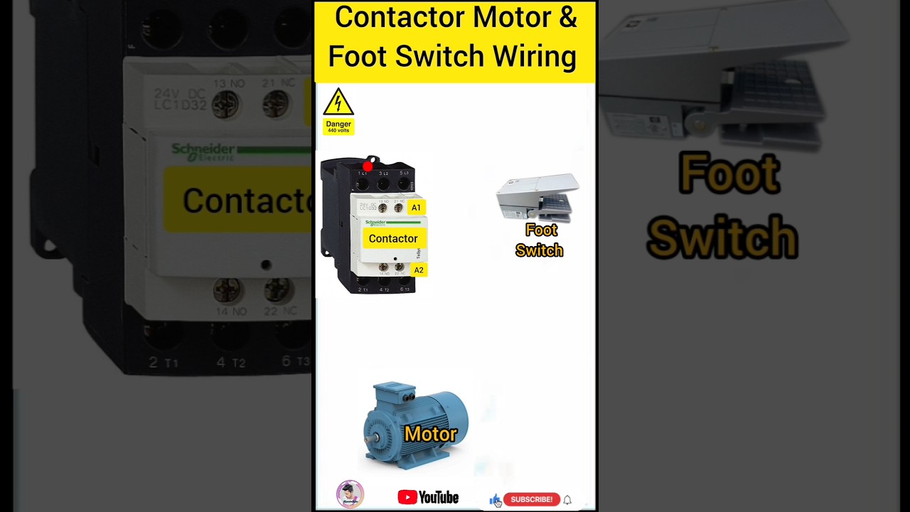 Contactor Motor & Foot Switch Wiring Diagram ⚡#electrical#youtubeshorts#youtube#viral#GOPINATH_SADHU