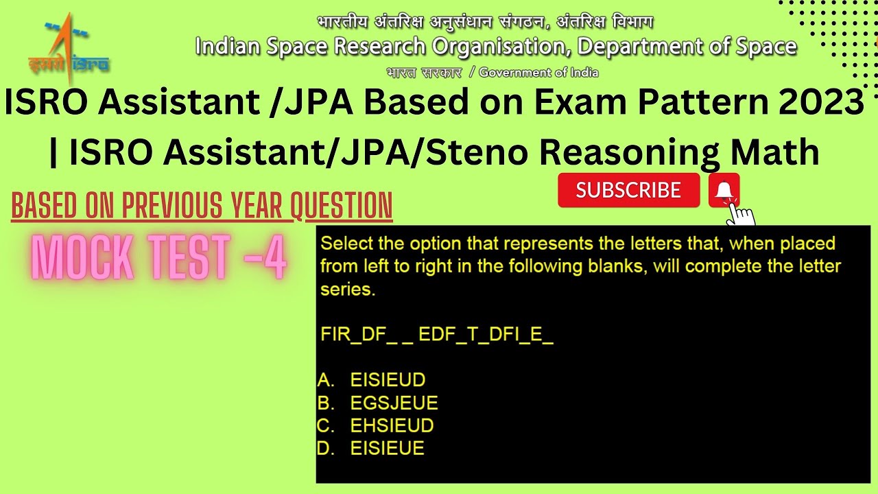 ISRO MOCK 4 AssistantUDCJPAPreviousYear Question Paper  #isro #reasoning #isrorecruitment2023 #isro