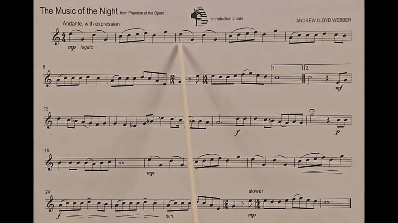 The Music of the Night by Andrew Lloyd Webber piano accompaniment at rehearsal speed
