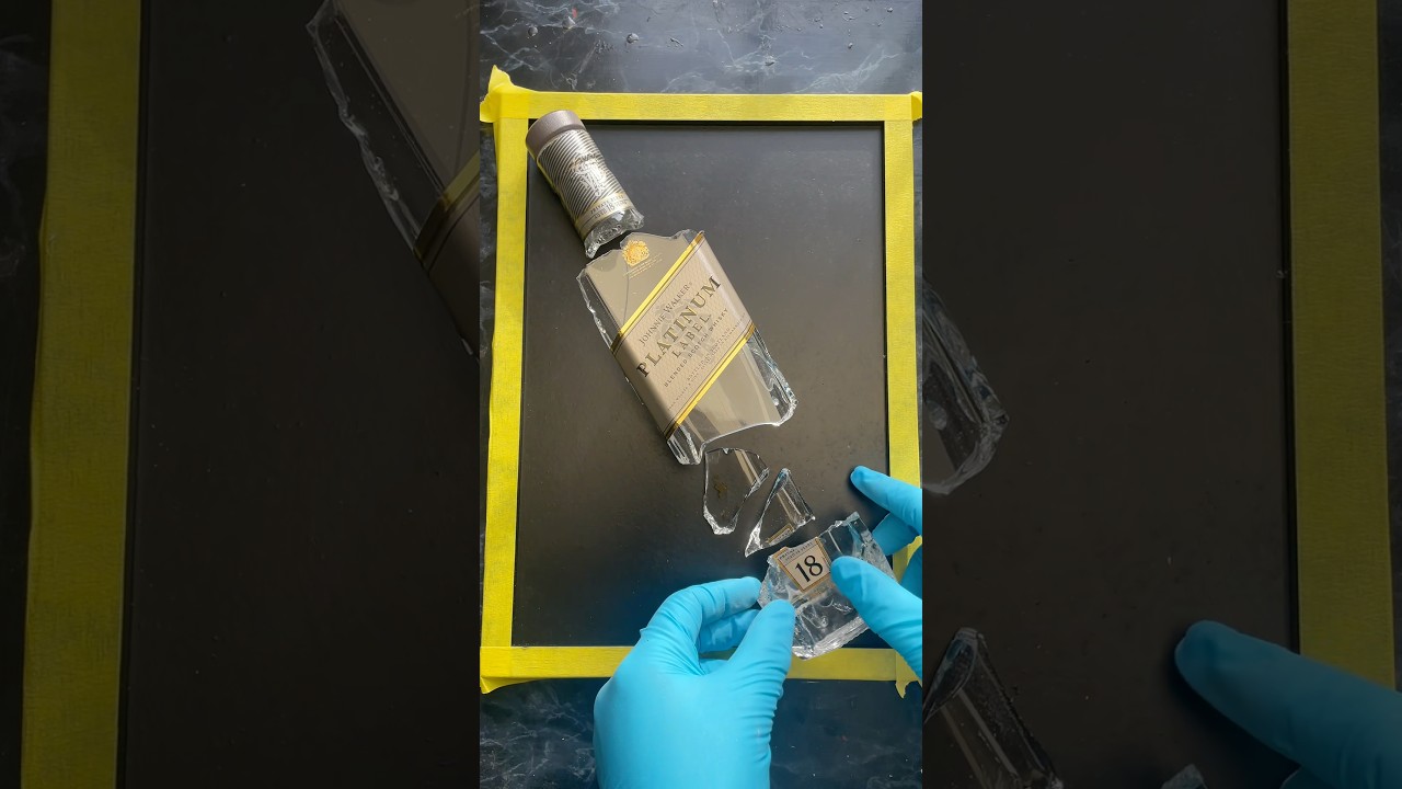 Johnnie Walker Platinum Label Broken Bottle Art | Luxury Epoxy Wall Art Reveal