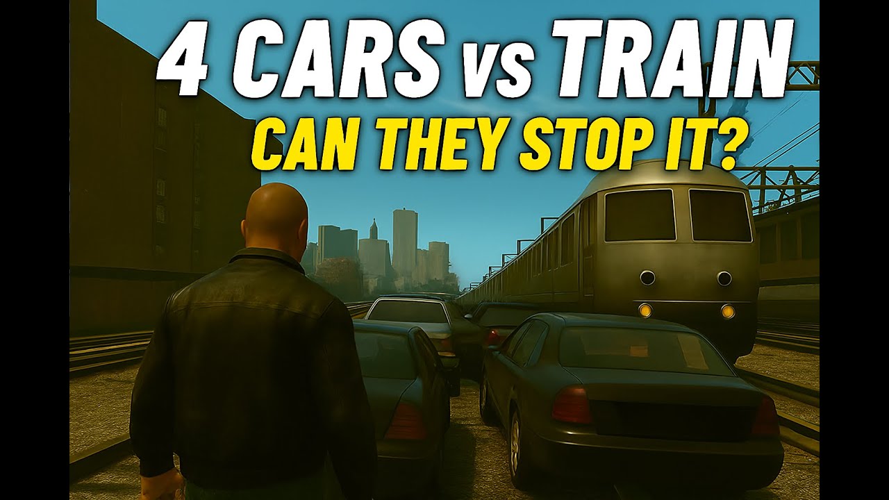 GTA IV Physics Test: Train vs 4 Cars