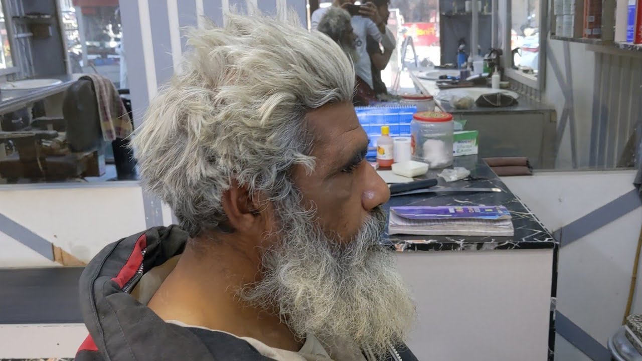 90 Year old Homeless Man hair and beard transformation ASMR #hammadhairstudio
