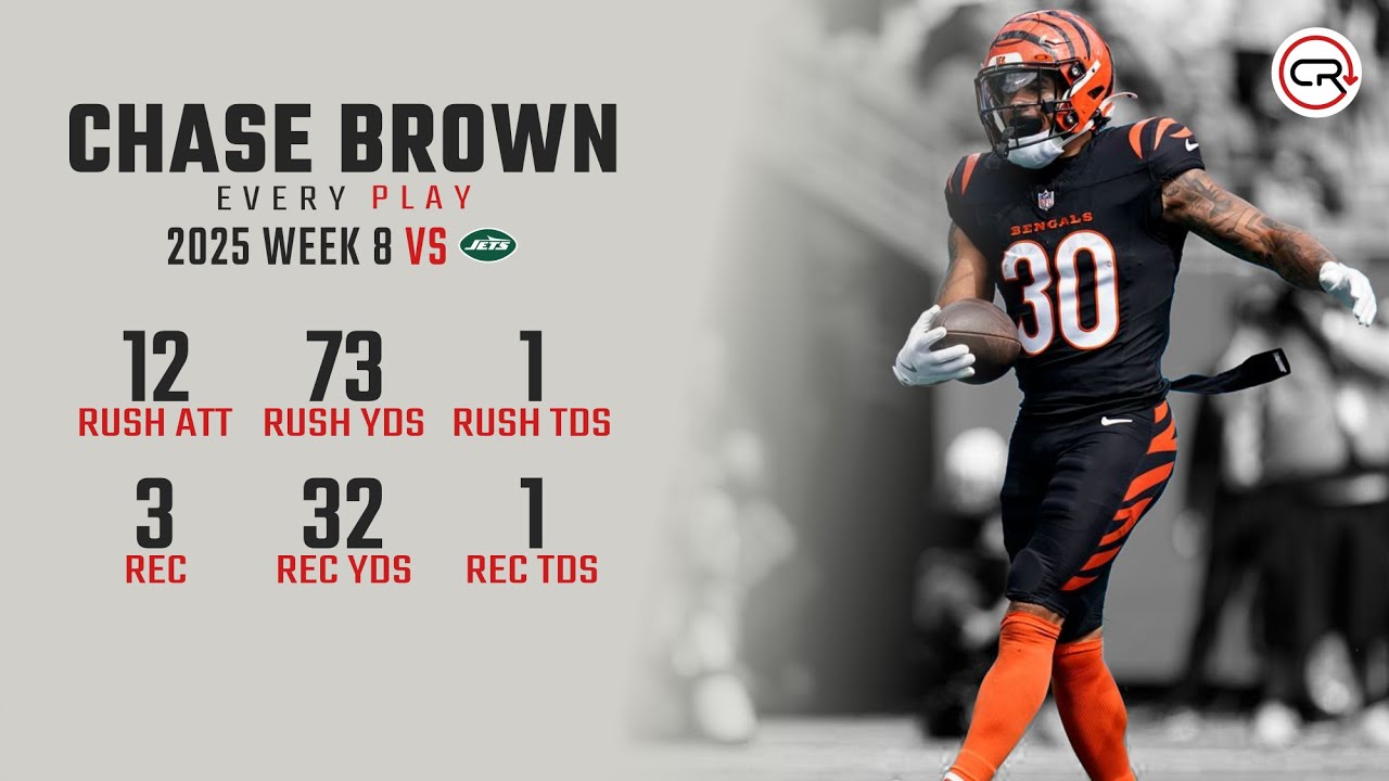 Chase Brown Week 8 Highlights | Every Run, Target, and Catch vs Jets