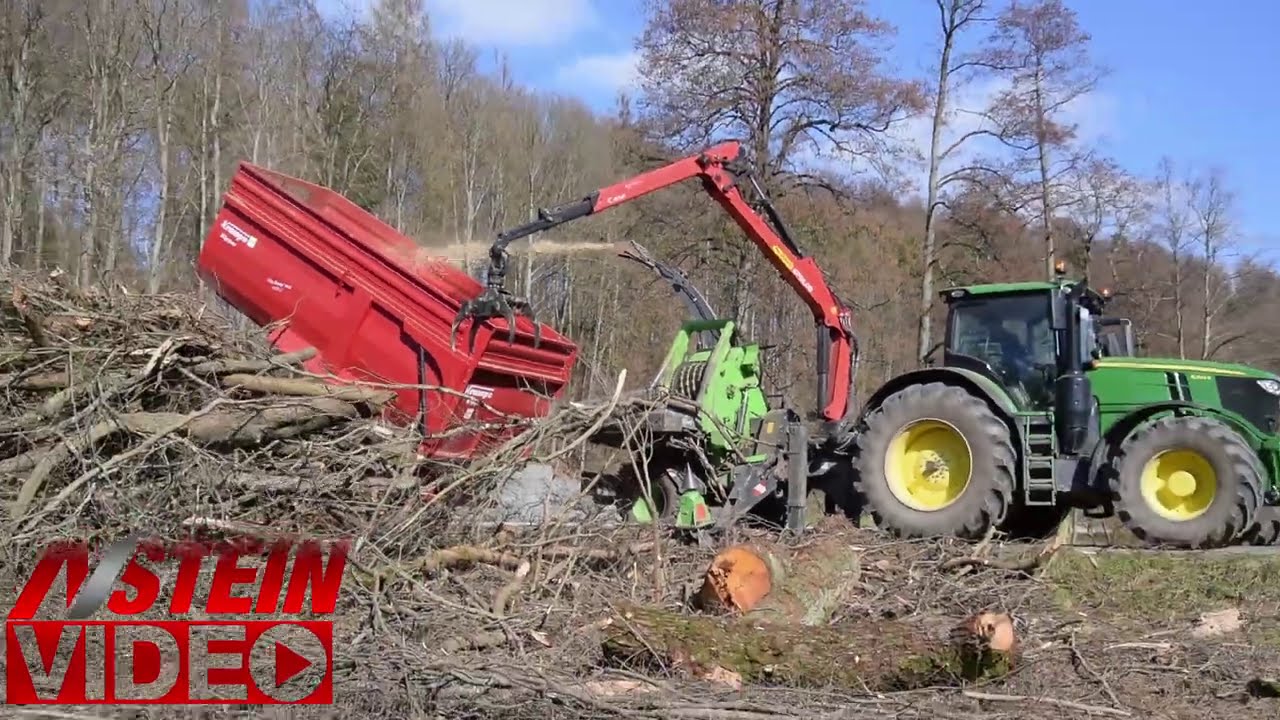 John Deere 6250R & Heizohack 8-500K Hackschnitzel Häckseln 2021
