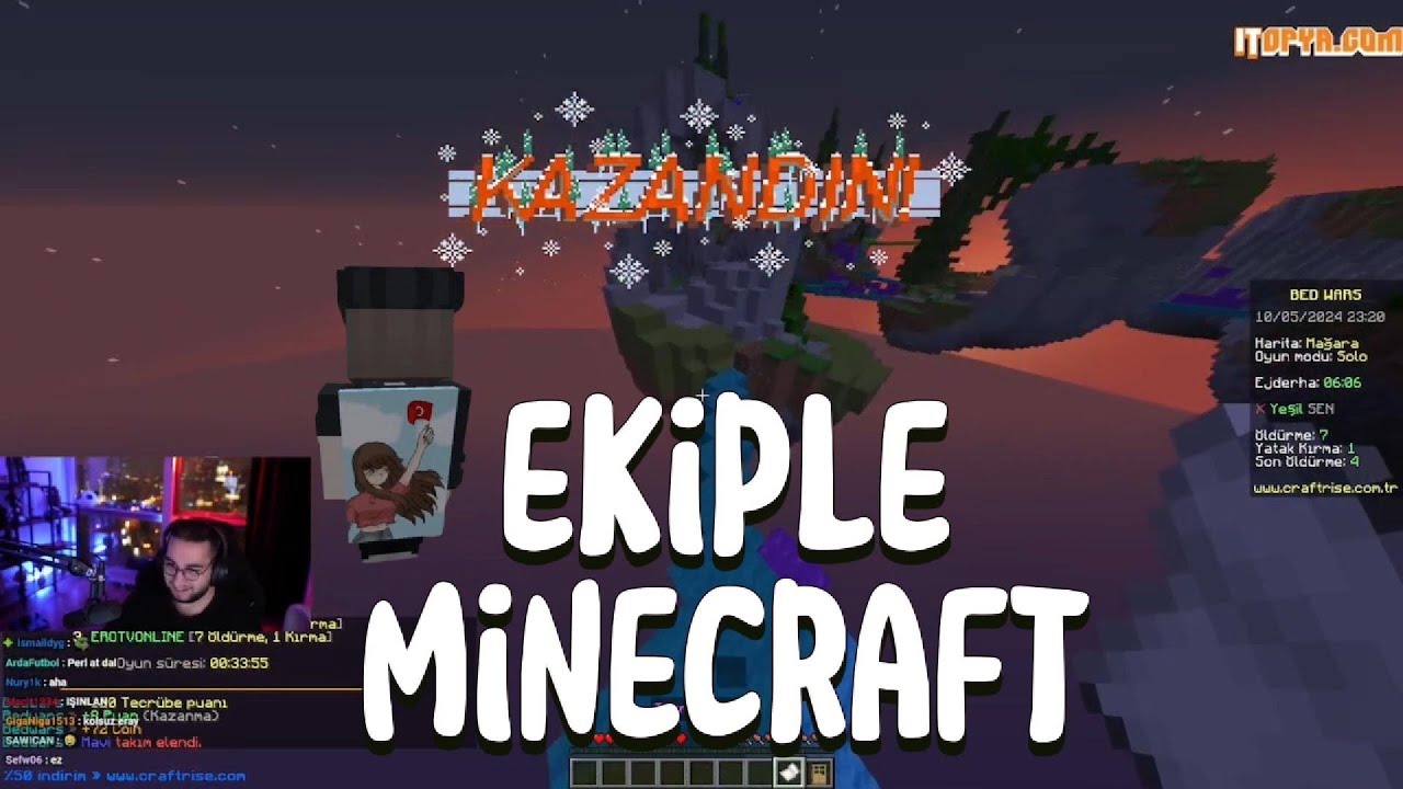 ERAY EKİPLE MİNECRAFT OYNUYOR! l BEDWARS, HEROBRİNE CHAMBER, HUNGER GAMES l