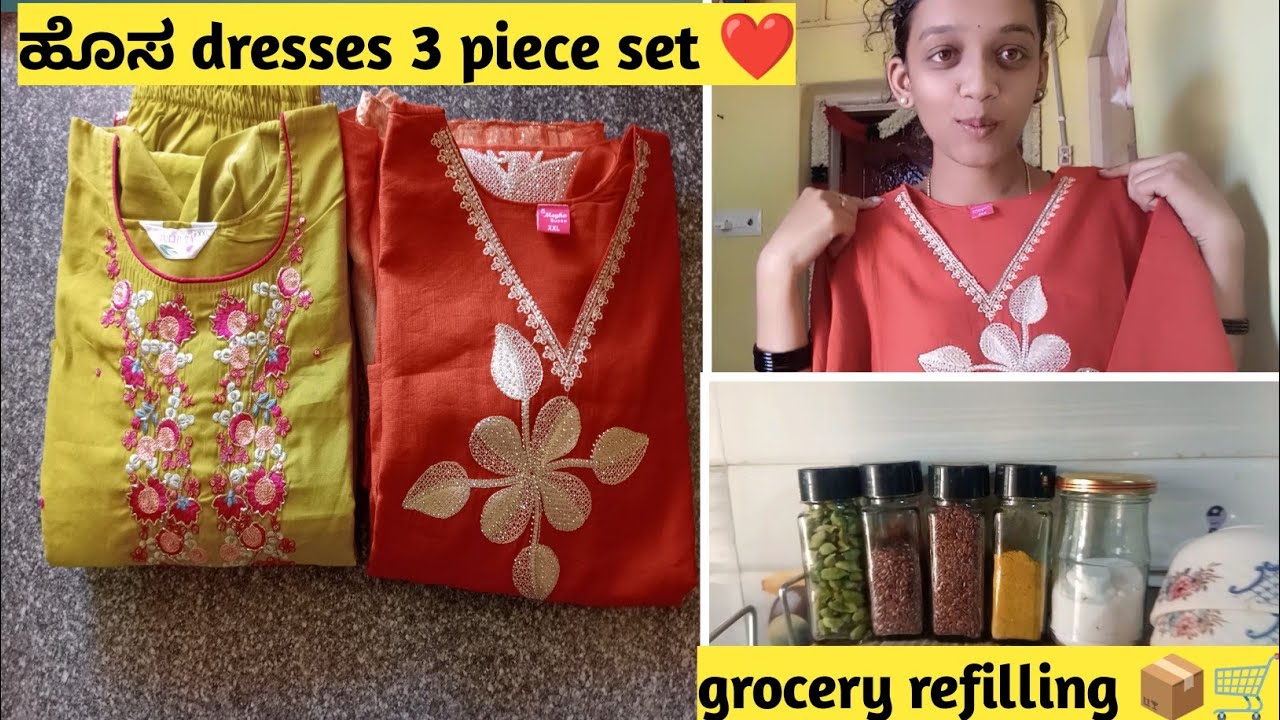 3 piece kurti set 🛍️, shopping vlog,kitchen organization 