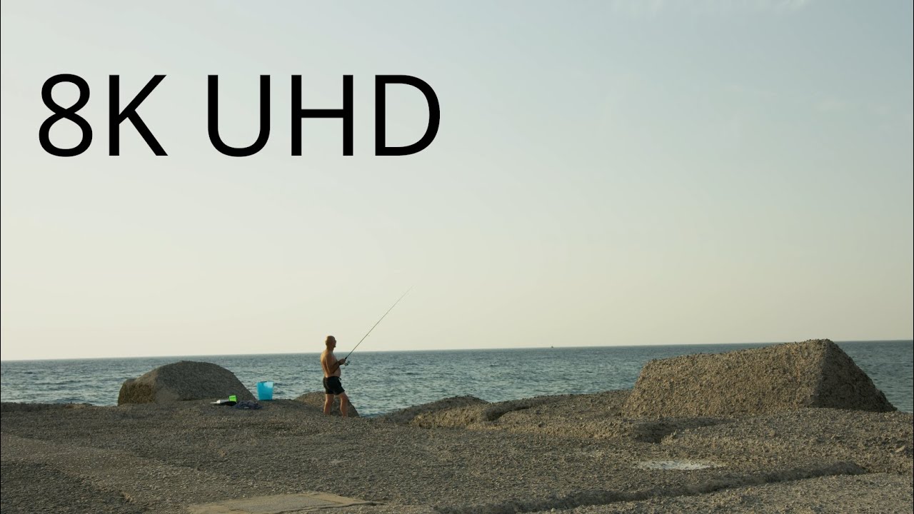 Fisherman at Magaggiari Beach: Golden Hour Serenity in 8K | Blackmagic URSA Mini Pro 12K