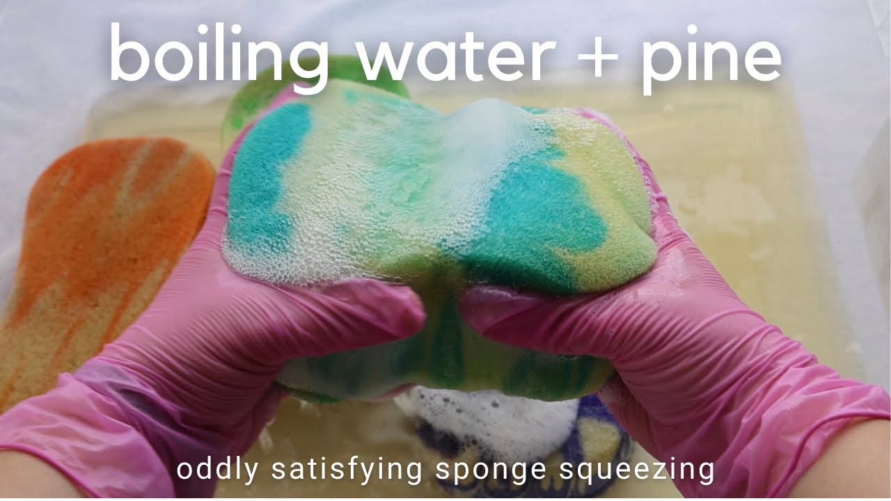 Old Car Sponges + Pinalen + Boiling Water - Oddly Satisfying Sponge Squeezing