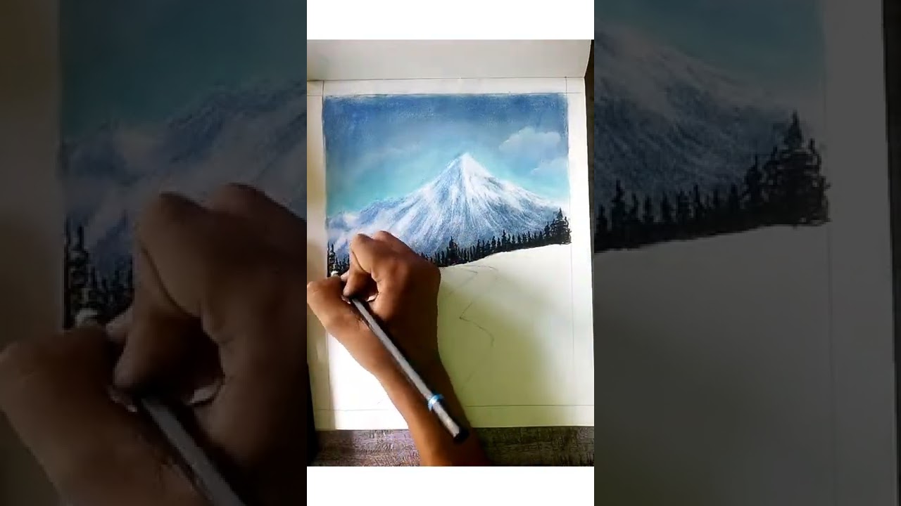 mountain scenery with soft pastel drawing easy