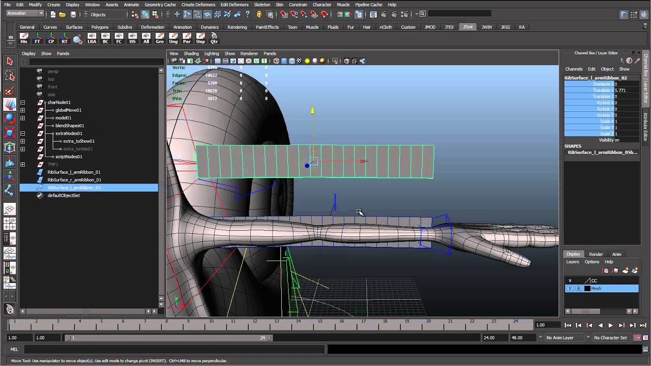 36 - Skinning test and advanced arm preview (Cartoon character rigging series)