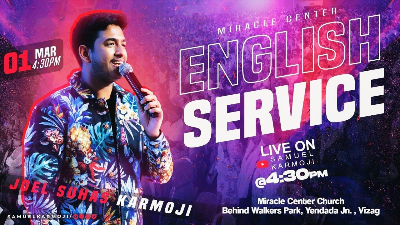 #sundayenglishservice | #live | 4:30 P.M | Joel Suhas Karmoji | Miracle Center | 1st Mar 2026
