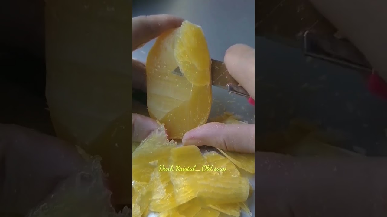 💛Doxa //Yellow Soap cutting #asmr #soap #relax #soapasmr #bigchunks #thickcarving #большиекуски