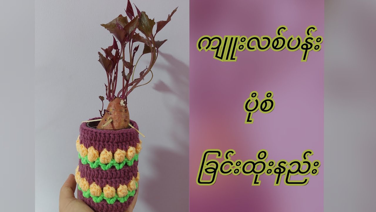 Crochet Tulip Stitch Basket: ကျူလစ်ပန်းပုံ ခြင်းထိုးနည်း