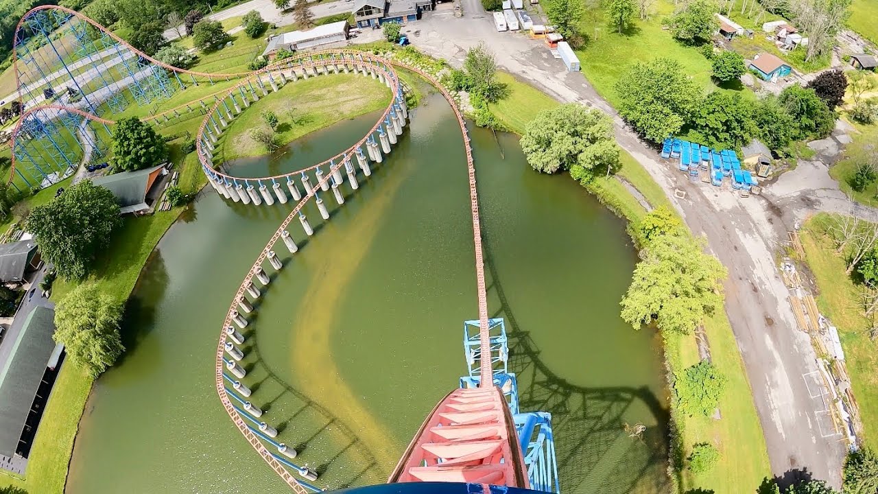 Ride of Steel MASSIVE Hyper Roller Coaster 4K POV! | Six Flags Darien Lake New York [No Copyright]