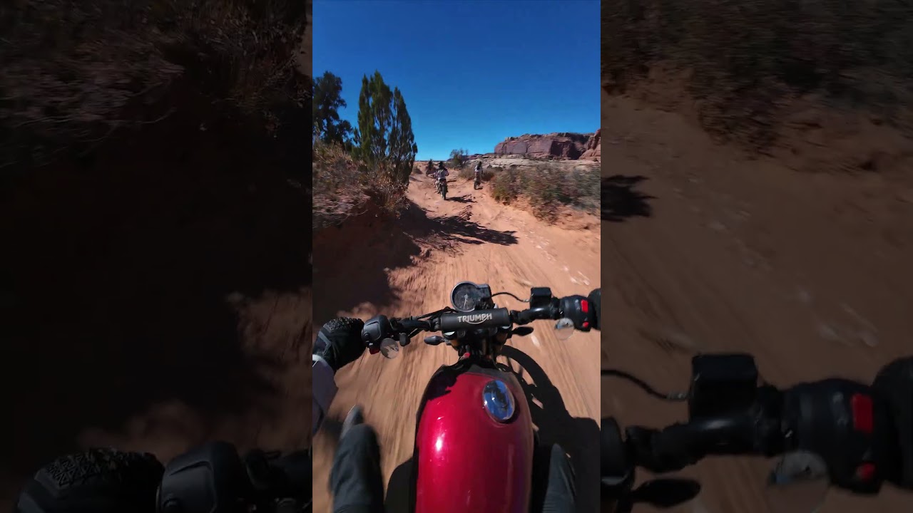 Slickrock and Sand in Moab Utah #triumphmotorcycle #scrambler #scrambler400x #dji #sony #ktm #suzuki