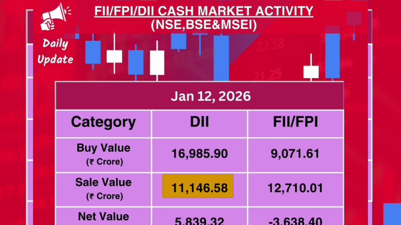 Today's FII DII activity | 12th Jan 2026