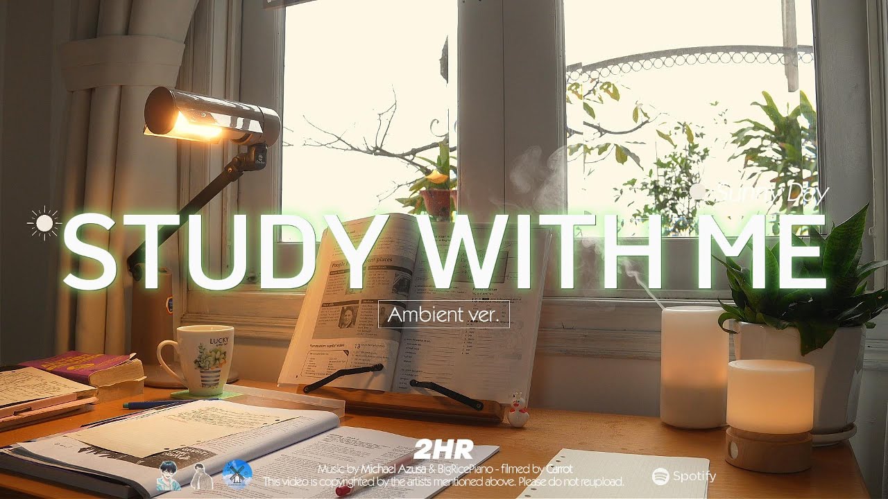 2-HOUR STUDY WITH ME  Warm Sunny Day☀️ | 🌿Ambient ver. NO MUSIC | Pomodoro 50-10