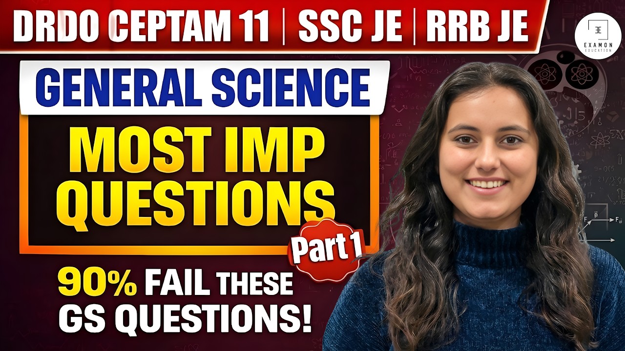 DRDO Ceptam 11 Most Important General Science Questions | SSC JE & RRB JE Science