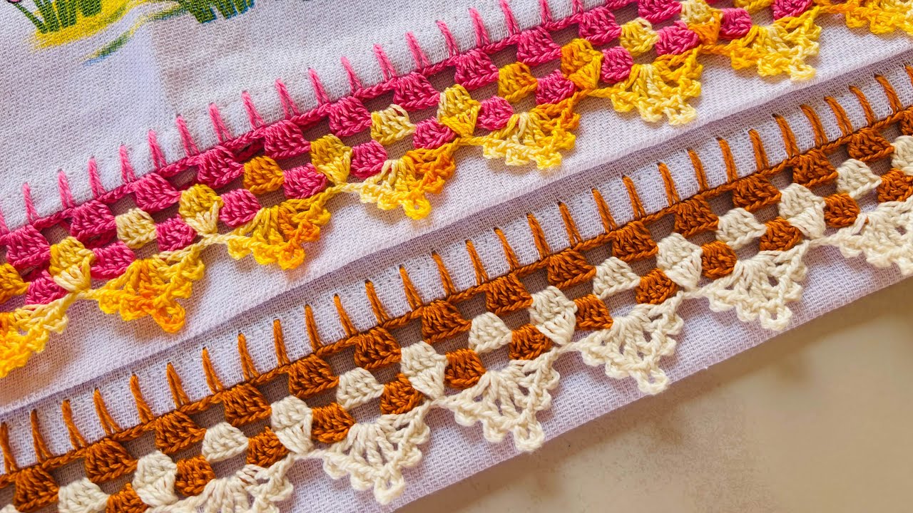 #58Barrado  fácil e rápido para Panos de prato #crochet #barradinho#croche