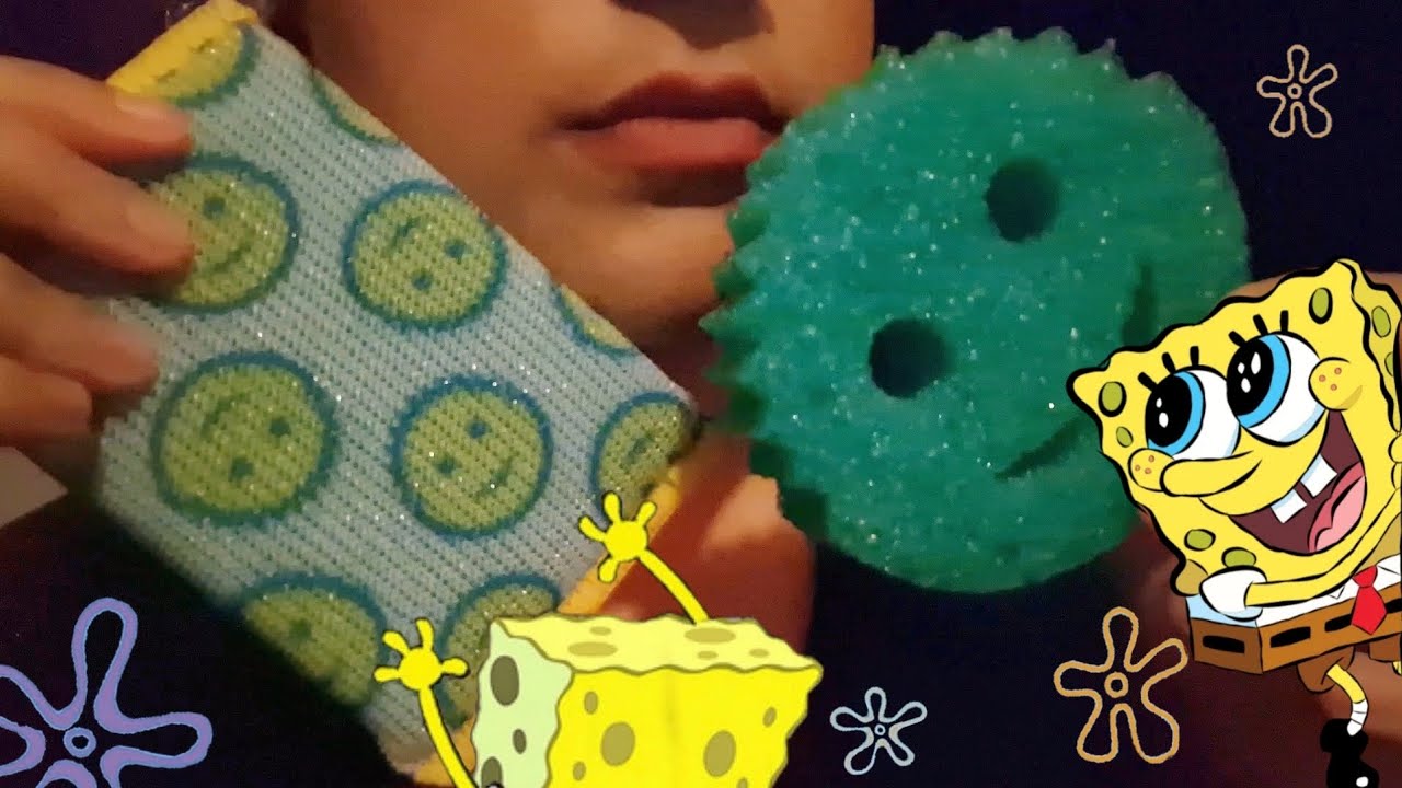 ASMR scrub daddy sponge sounds - tapping, scratching, whispering blue yeti
