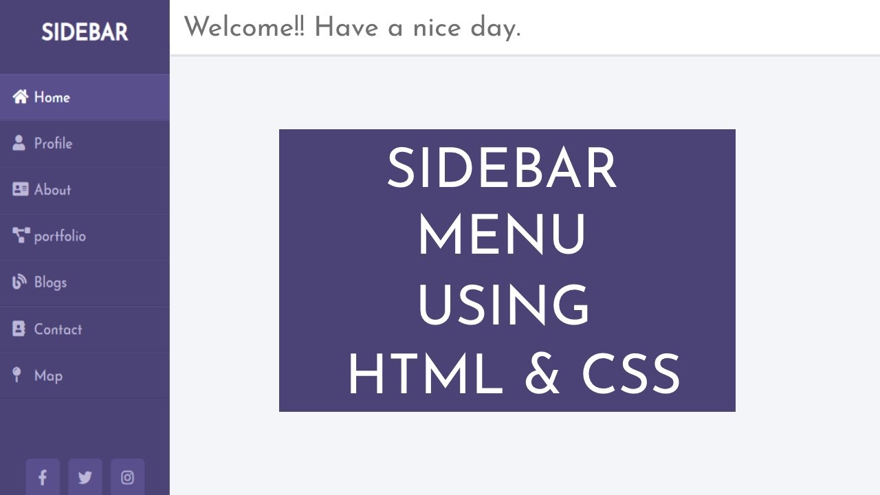 How to Create the Side Navigation Bar Using HTML and CSS | Vertical Navigation Bar