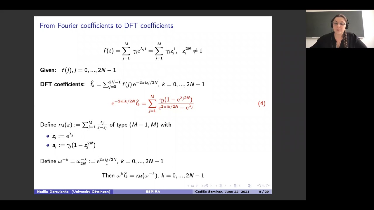 Nadiia Derevianko, Estimation of Signal Parameters by Iterative Rational Approximation, 2021.06.22