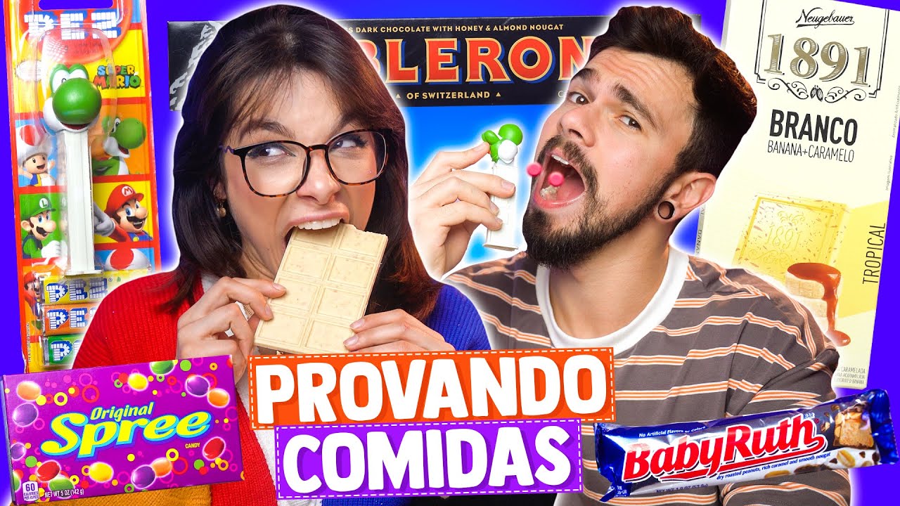 PROVANDO DOCES MUITO DIFERENTES! Chocolate de Banana, Doce do Yosh, Toblerone Preto e mais