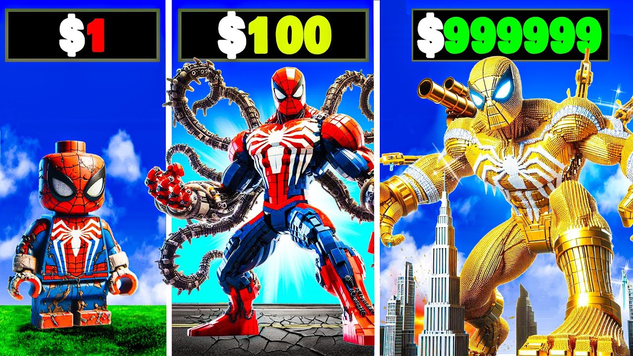 $1 to $1,000,000 LEGO Spiderman in GTA 5