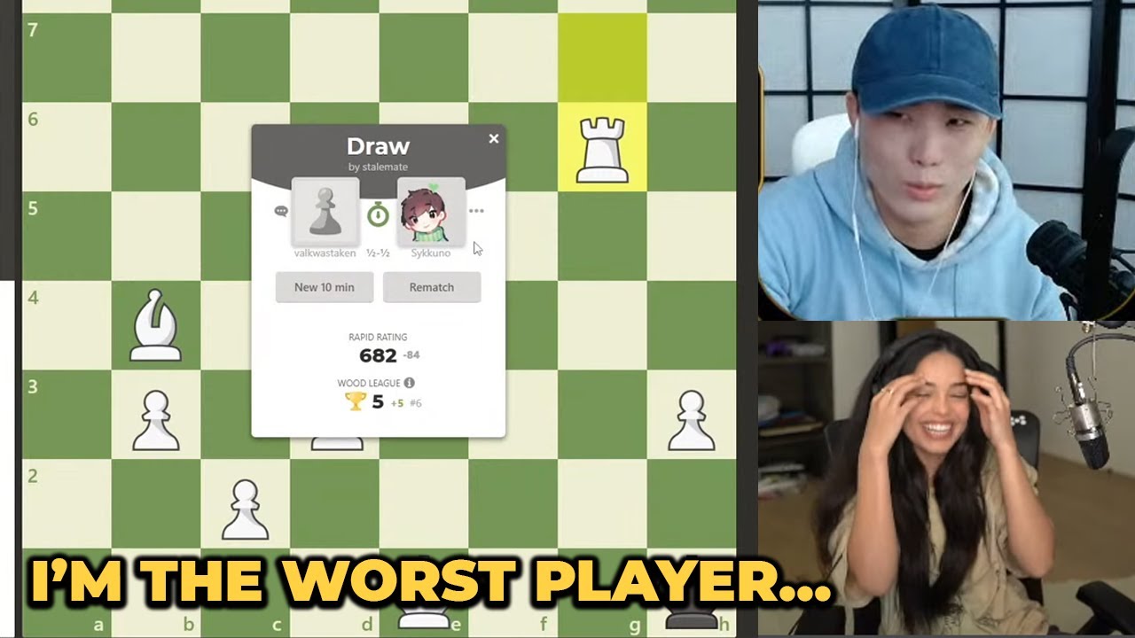 Sykkuno Draws An Almost Impossible Scenario in Chess Against Valkyrae