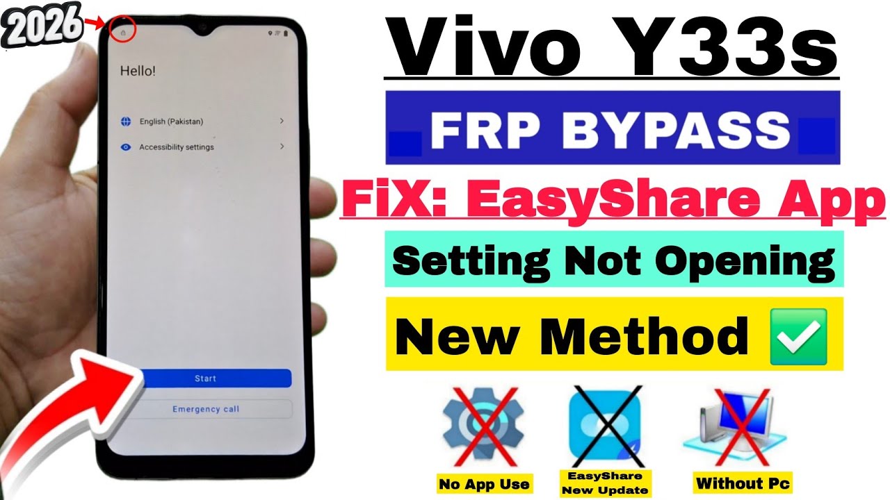 VIVO Y33s FRP Bypass/Unlock Without PC | EasyShare Not Working - New 2026 Update 100% Working Method