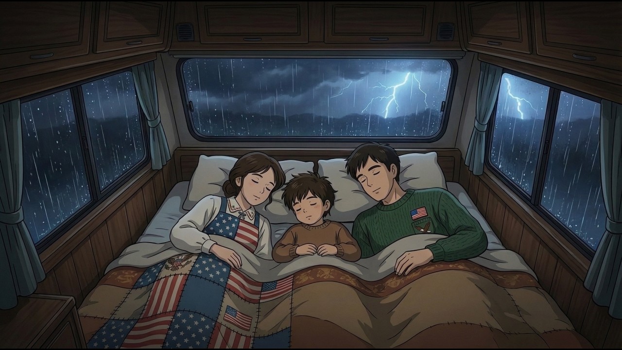 ⛈️Driving Through a Stormy Night in Our Cozy RV 🌧️ Baking Apple Bread & Rain Sounds ASMR