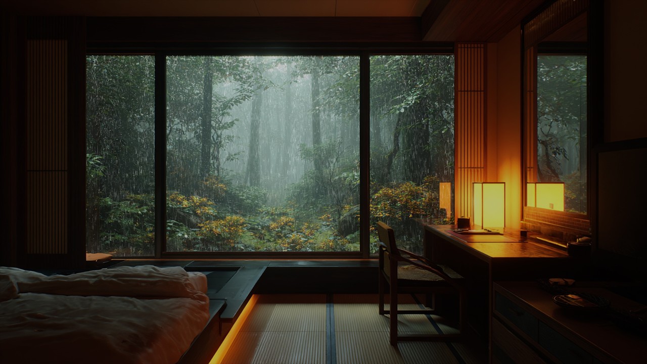 Midnight Rain Piano Sounds | Calm Night Rain Atmosphere for Deep Sleep