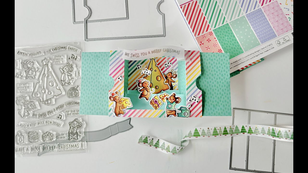 Lawn Fawn Cheesy Ta-Da! Diorama Christmas Card