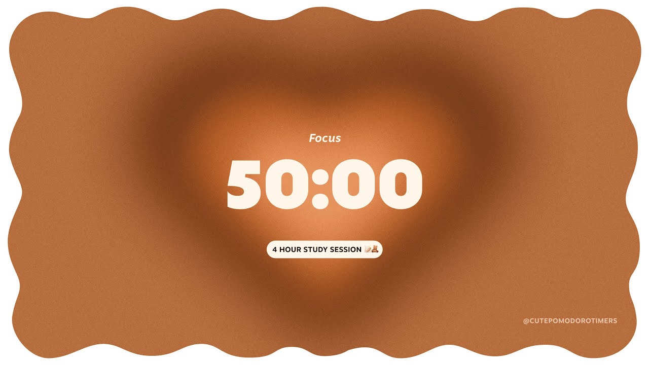 Study with me 🤎🧸 Brown Focus Pomodoro Timer 4x50 | 4 hour Study Session | 50 minute, 10 minute break
