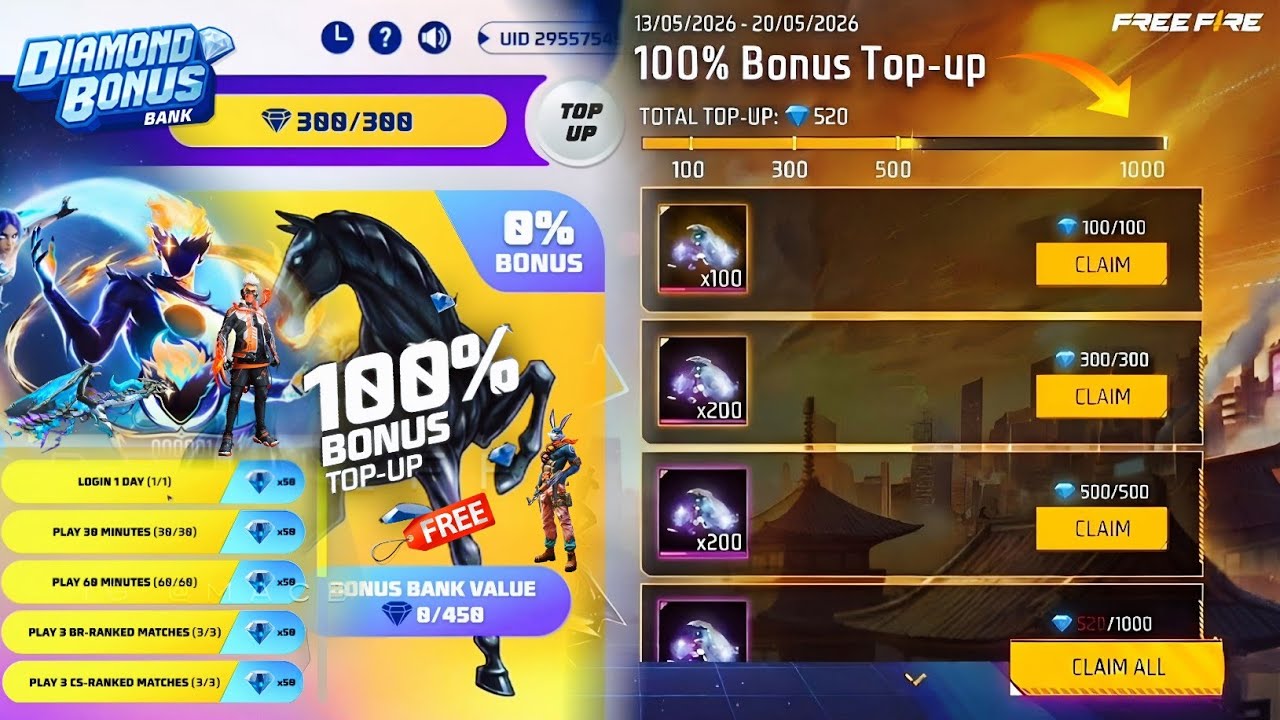 100 Bonus Top Up Event Confirm💥🤯| Next Top Up Event Bunny Bundle Return MP40 l Free Fire New Event