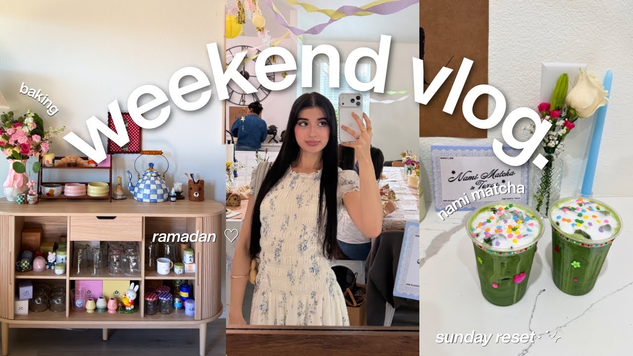 weekend vlog | nami matcha home cafe, sunday reset, baking, & ramadan nights ⭑.ᐟ