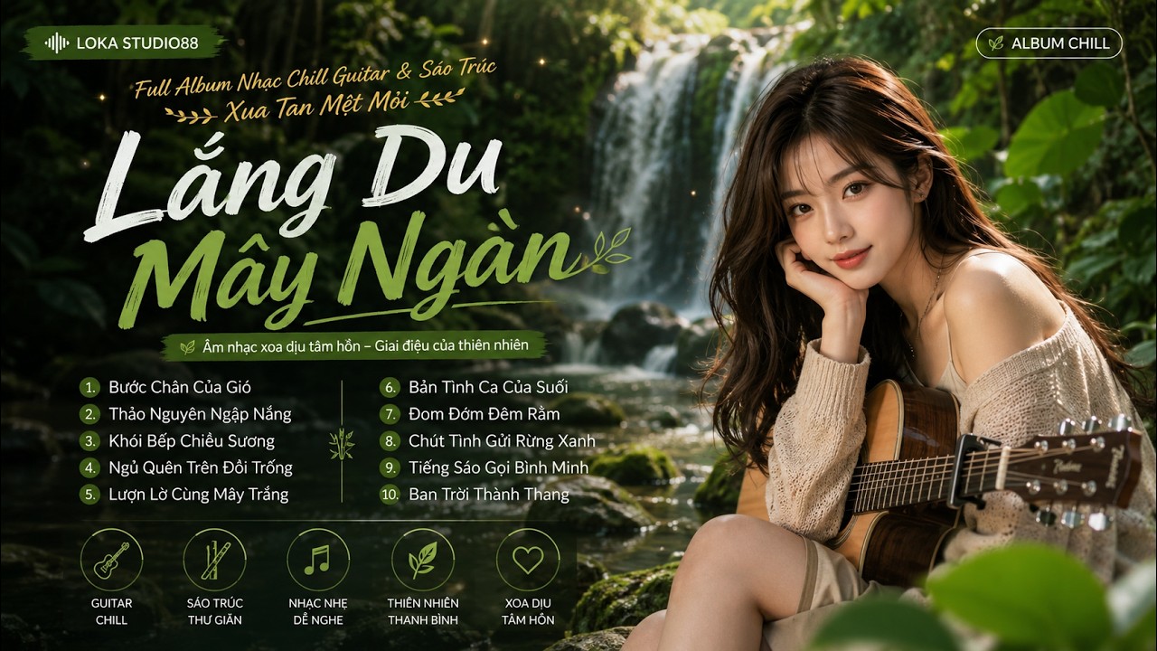 Lãng Du Mây Ngàn - Full Album Nhạc Chill Guitar & Sáo Trúc Xua Tan Mệt Mỏi