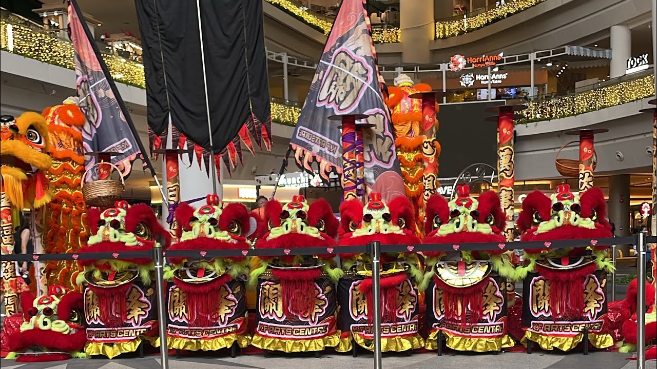 Height pole CNY lion dance at the Star Vista 