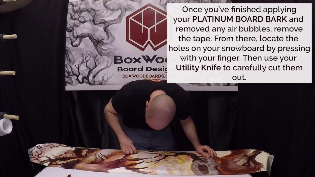 Boxwood Board Designs: PLATINUM SNOWBOARD BARK (Snowboard vinyl wrap) How to Install
