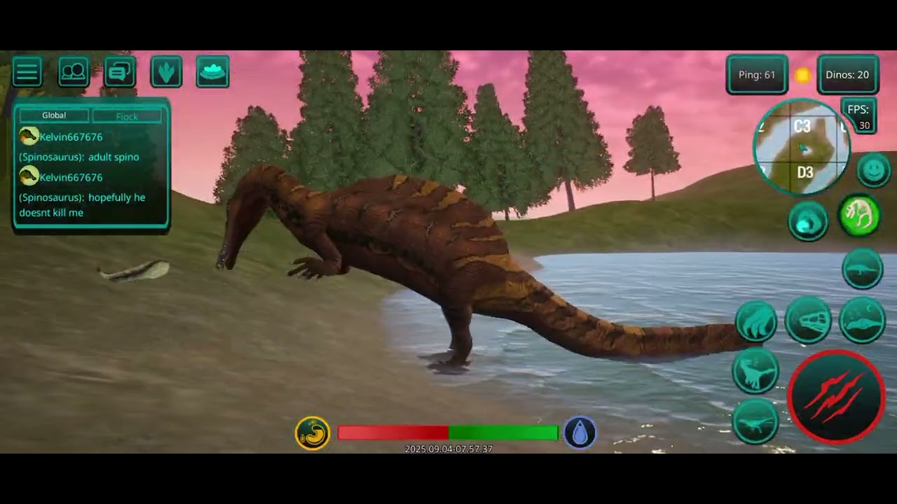 Spinosaurus Gameplay (Title:Spinosaurus survives) (you can skip the part where my wifi disconnects)