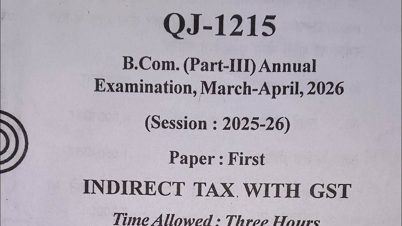 Bcom 3rd year 2026 indirect tax with gst #bcom3rdyearindirecttaxwithgst2026questionpaper #gstpaper