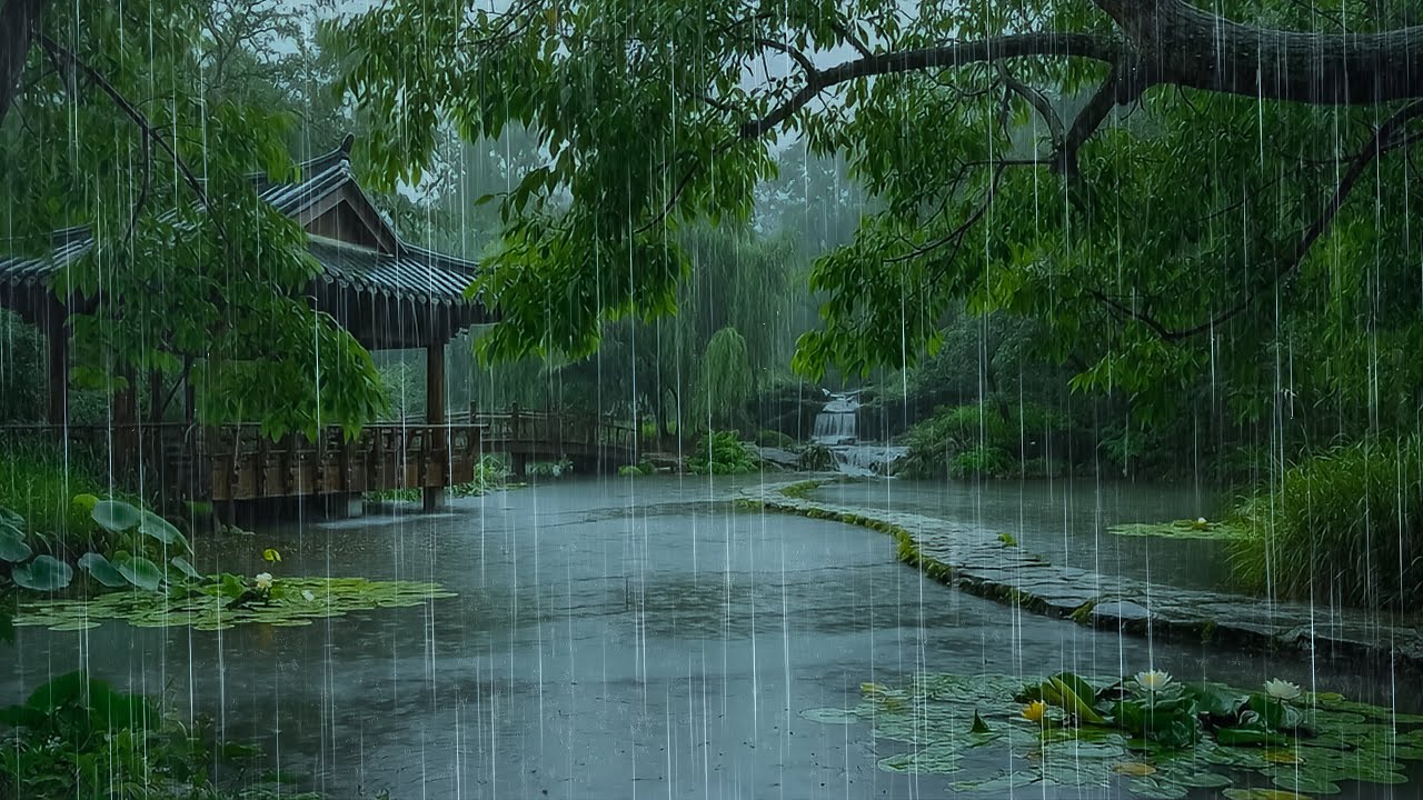 Wash Away Fatigue Tonight | Gentle Rain on Forest Lake | ASMR Forest Rain to Restful Sleep